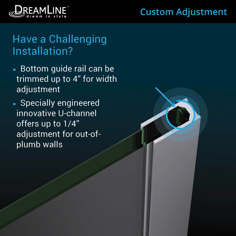 Mirage-X 55-59" W x 71" H Frameless Shower Door with ClearMax™ Technology, Chrome, 59 inch, Right Wall Installation