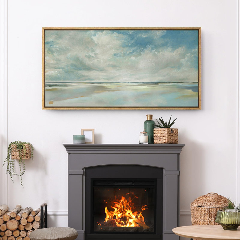 «Clouds Soft Clouds and Blue Sky Over A Calm Sea Beach», reproduction sur toile, H 30 po x l 60 po, Naturel