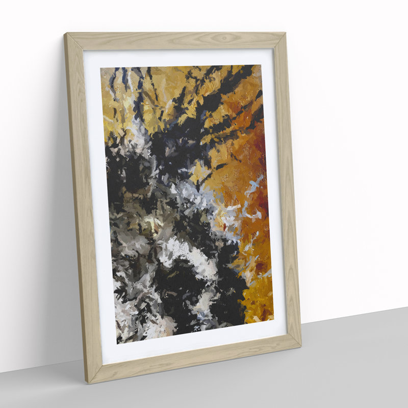 Broken Form Abstract - Wall Art, 66cm H x 48cm W x 2cm D, Oak Framed, White
