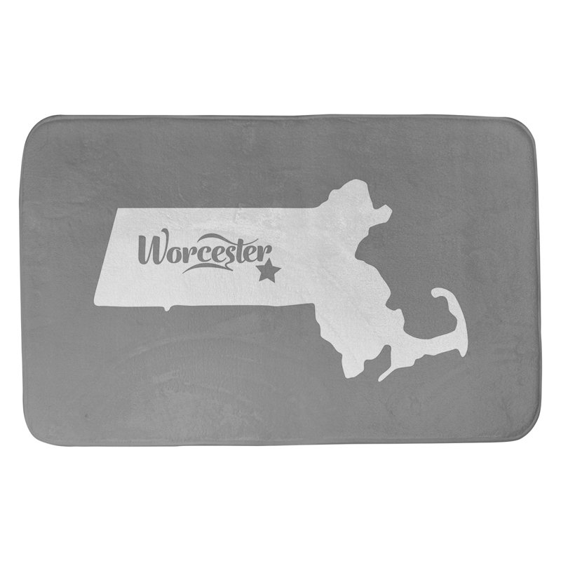 Rectangle Non-Slip Does Not Apply Bath Rug, 17" W x 21" L, Grey, Worcester Massachusetts