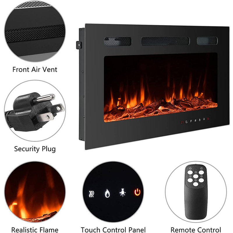 Warriedar Symple Stuff 30 " W Black Freestanding Electric Fireplace with BTU 5000