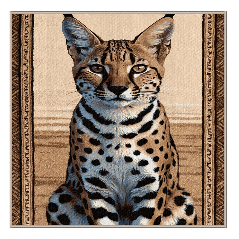 Washable Serval Big Cats Area Rug, Square 8'