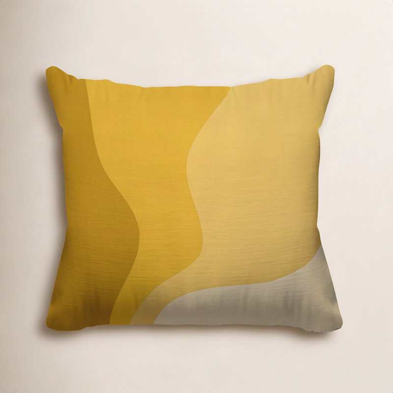 Bunko Ombre Outdoor Reversible Throw Pillow, 15" x 15", Mustard, Square