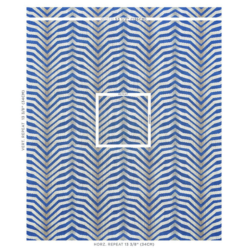 Tissu appliqué Schumacher x Neisha Crosland, Cobalt