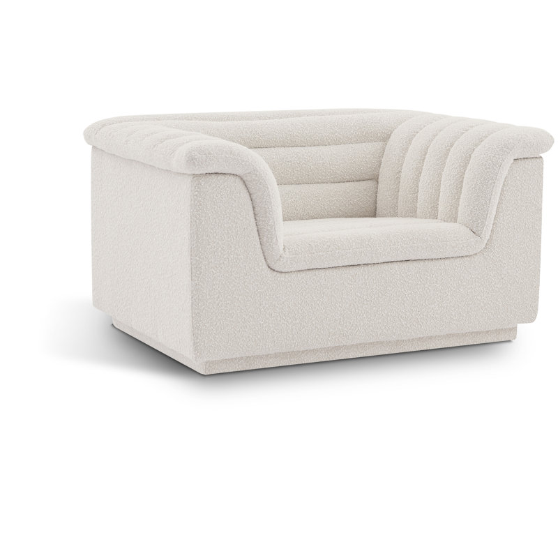 Honorio 50" W Boucle Fabric Chair, Cream Boucle Fabric