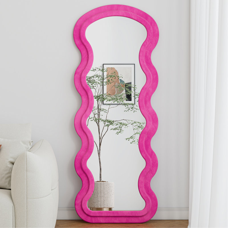 Flannel Full Length Wave  Floor Mirror For Bedroom Living Room Hanging Or Against The Wall, Rose