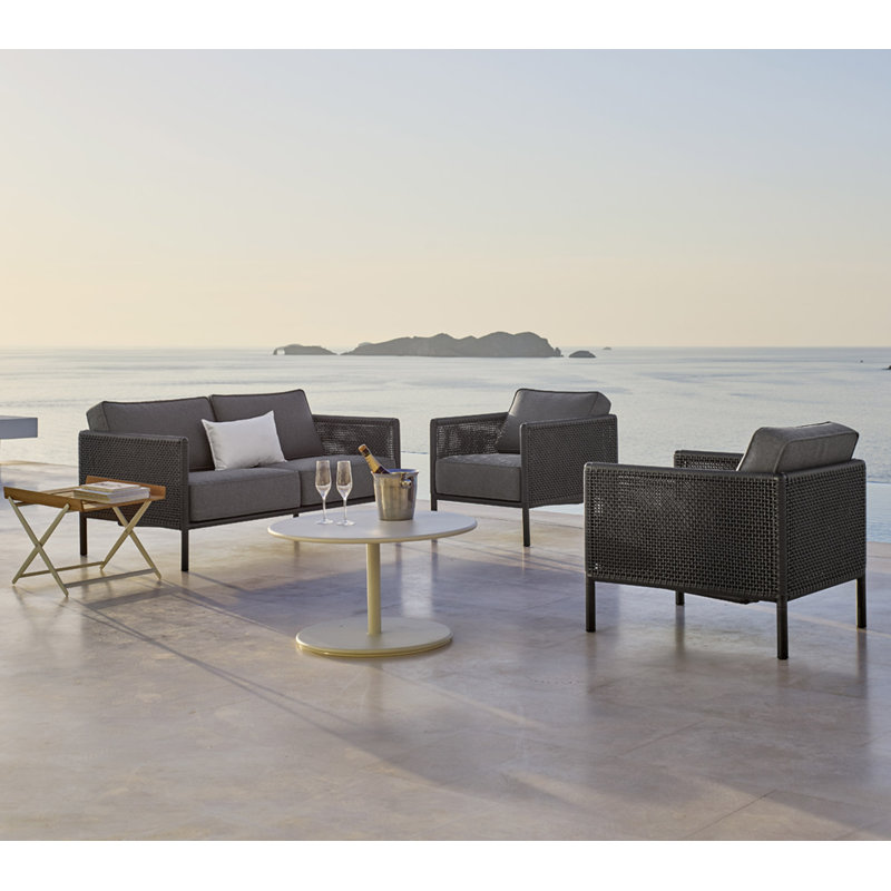 Outdoor Round Table, Lava Gray/Ceramic Light Gray, 29.6" W  x 29.6" L x 16" H