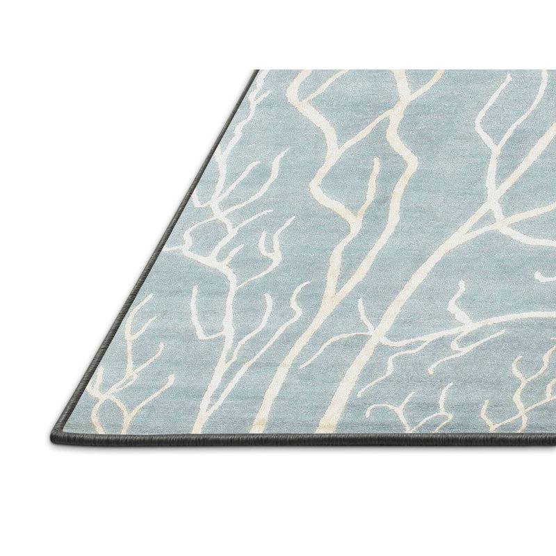 Tapis de zone bleu contemporain, Rectangle 4 pi x 6 pi