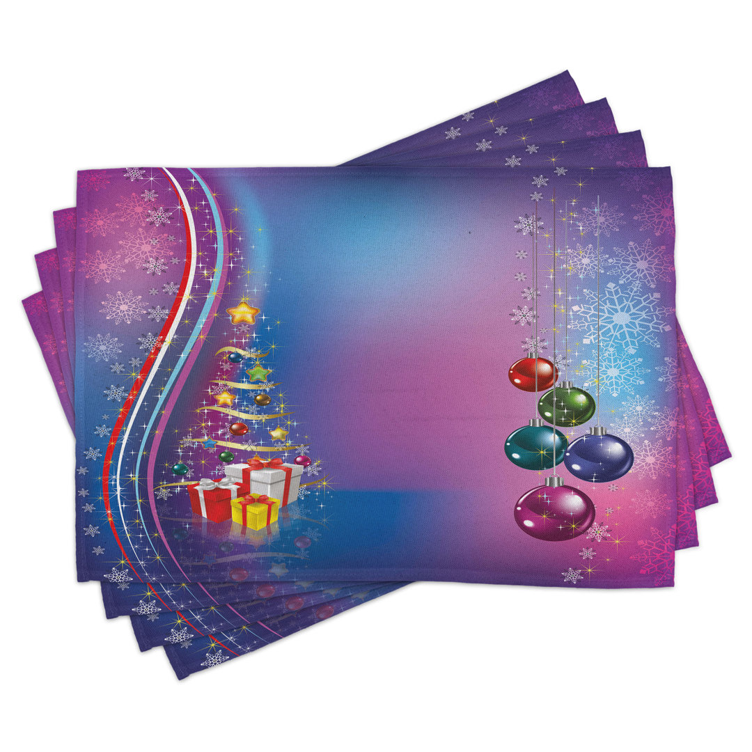 Platzdeckchen 4er Set, Party Celebration Xmas, Lila Flieder und Blau