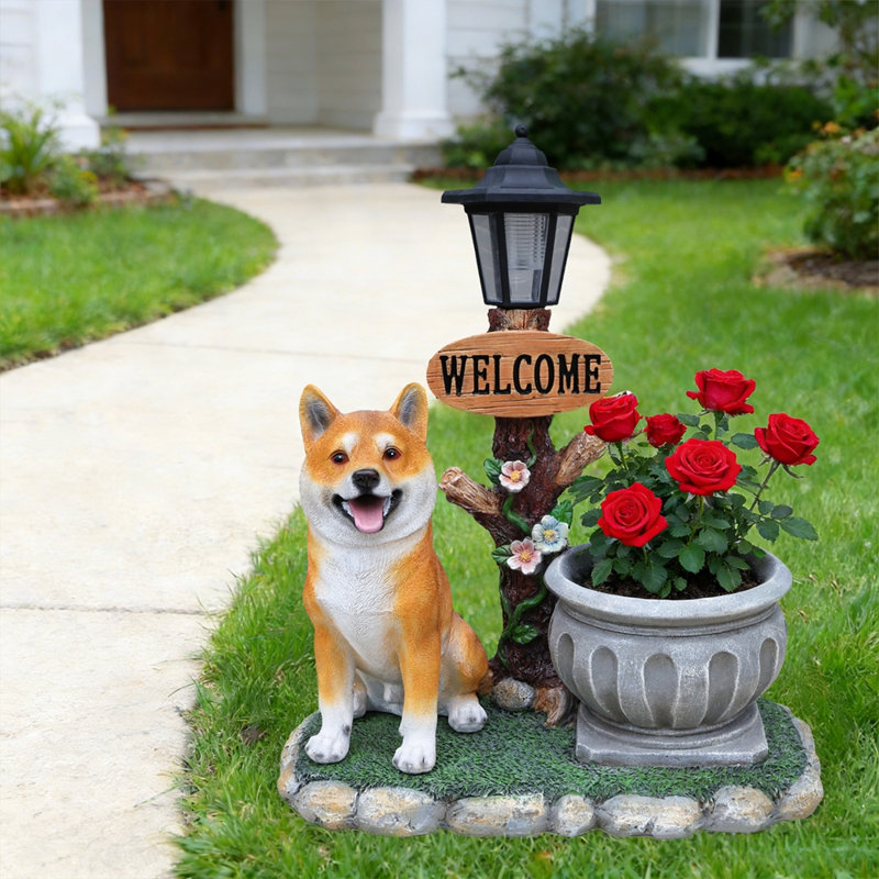 Décoration de jardin pour chien assis Akita