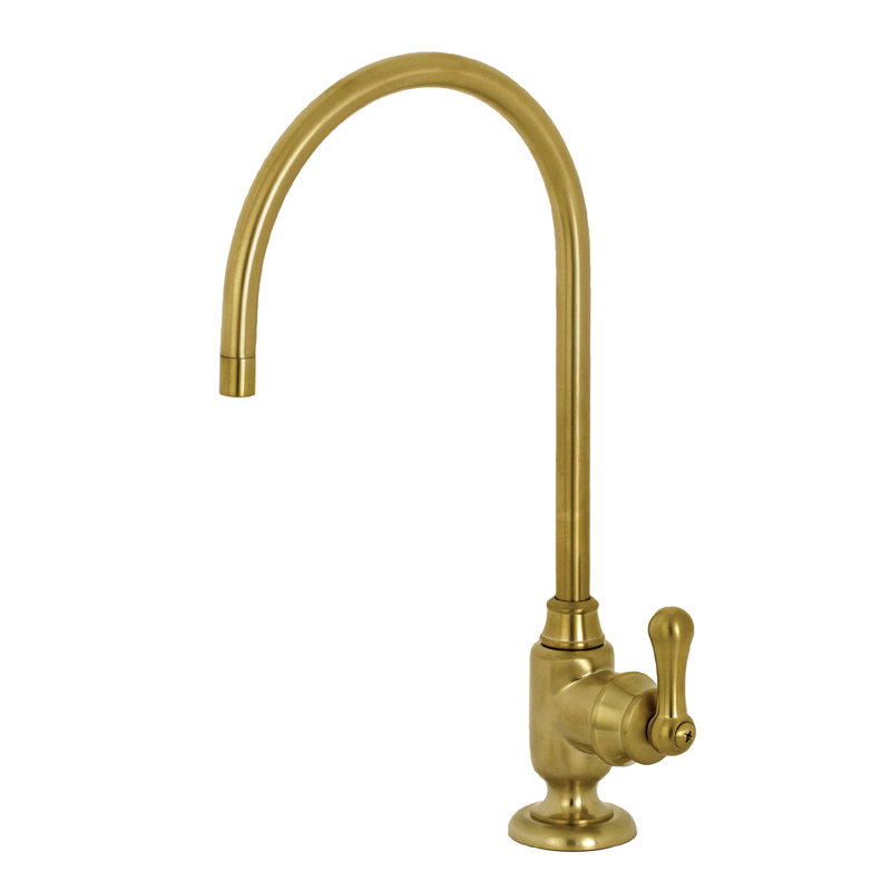 Robinet de filtration d'eau monotrou à fixation sur comptoir 1 trou Kingston, Laiton poli, Levier vertical lisse