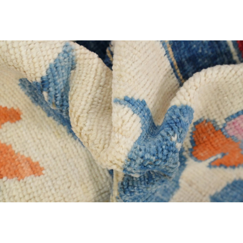 Tapis ivoire en laine à motif floral Oushak 8 x 10