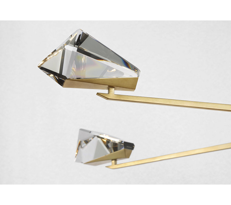 Waterford Carraig 65" 7 Light Chandelier with Clear Crystal, Natural Brass