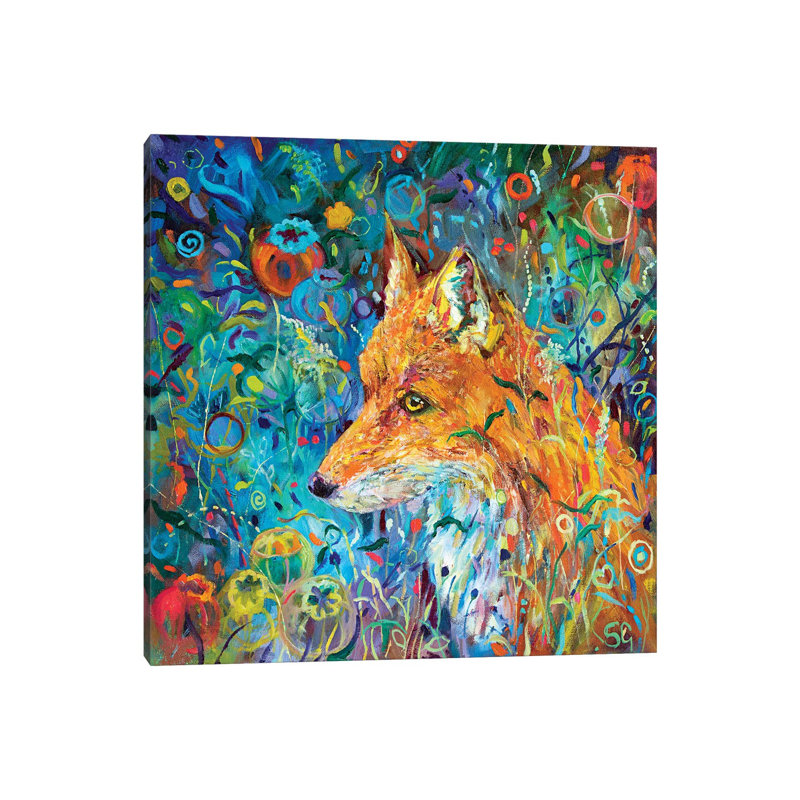 Poppyseed Fox 1 Piece Painting on Canvas, 30.48 cm H x 30.48 cm W, Wrapped Canvas
