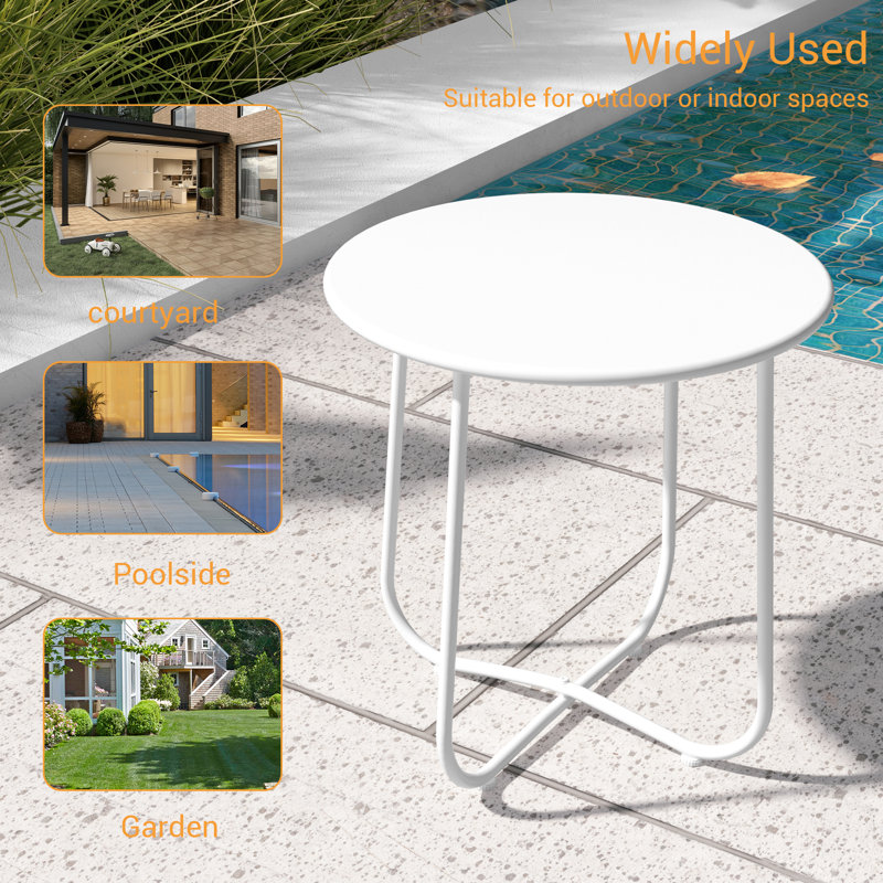 Table d'appoint ronde 18,1 po, Blanc