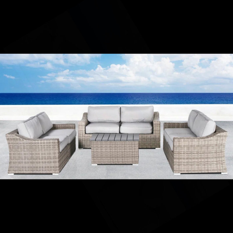 Ensemble 7 pièces de canapé de patio en osier avec coussins 7 pièces confortablement assemblés