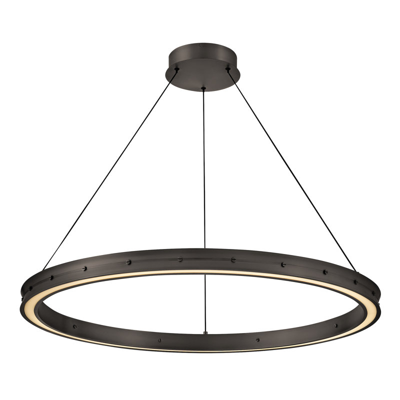 Althea Integrated LED Modern Round Chandelier, Satin Black, 31.5" H x 38" W x 38" D