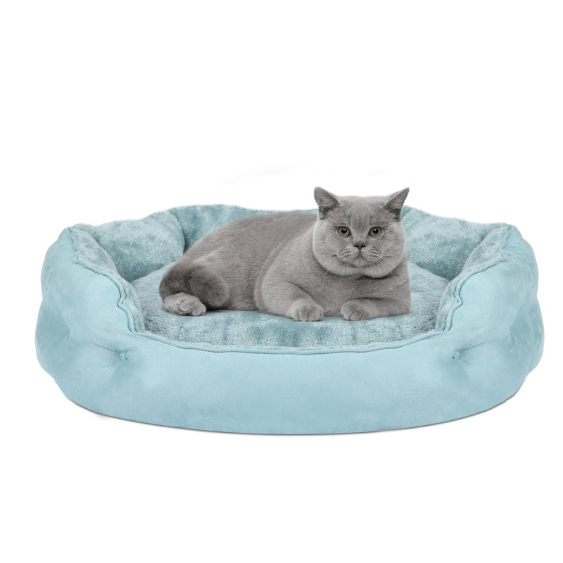 Lit rond pour chat, Moyen L 25 po x l 21 po, Bleu délavé