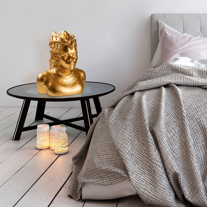 Hand-Painted Decorative Object, Gold Color, 13.8 x 16.5 x 12.6 inches | 100% Polyester, Unique Color Variations | Perfect for Home Décor, Stylish Accent Piece for Living Room & Office Spaces