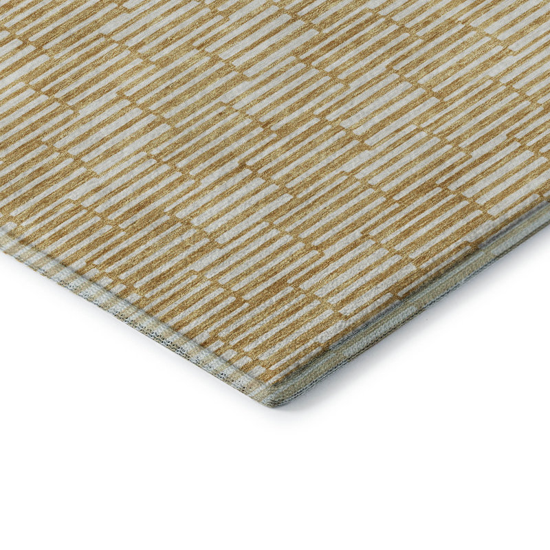 Tapis doré Prisco lavable à la machine de qualité supérieure, Rond 8 pi