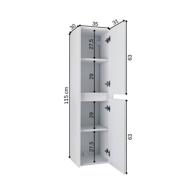 Ruarie Tall Bathroom Towel Storage Cabinet, White