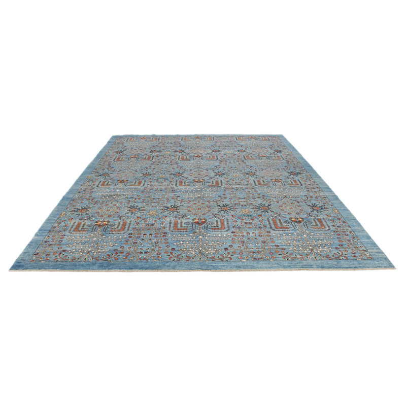 Tapis traditionnel 9 x 12 bleu clair et multicolore Anatolian