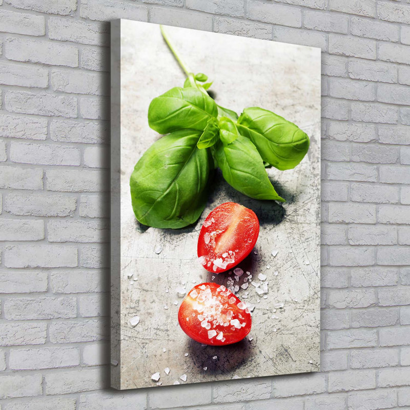 Tomatoes And Basil - Wrapped Canvas Print