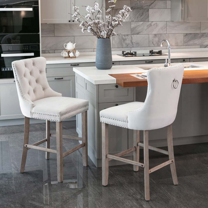 Tabouret de comptoir 27,2 po Simonton, Beige, Brun