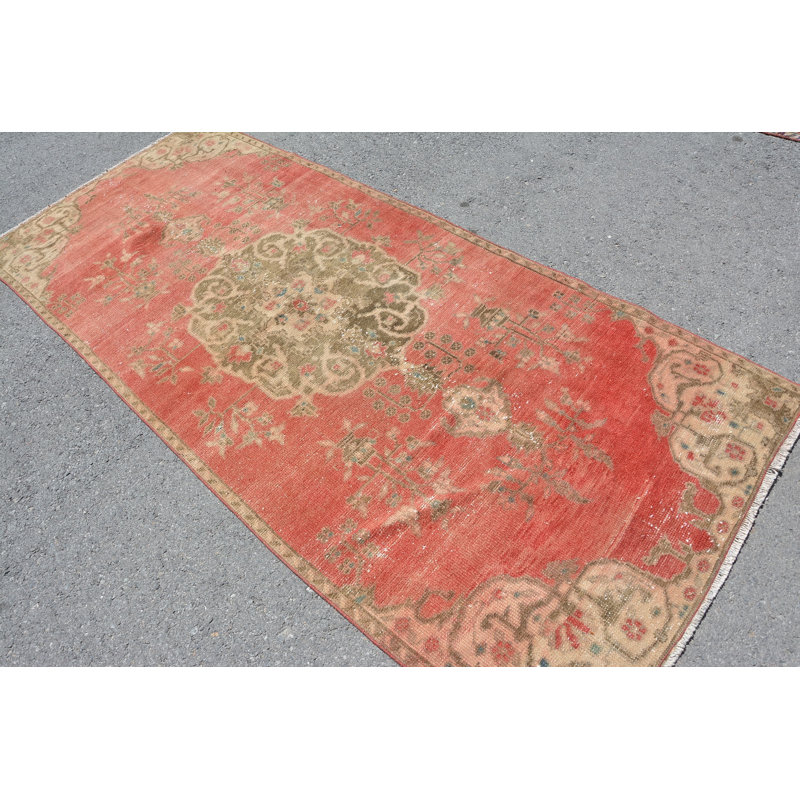 Vintage Rug, Green Boho Rug, 3.7x8.6 ft Area Rugs, Wool Rugs, Turkish Rugs, Ethnic Rug, Boho Rugs