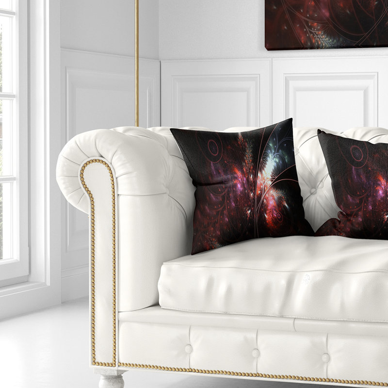Coussin floral beige à motif floral foncé, 16 po x 1 po, Coussin décoratif