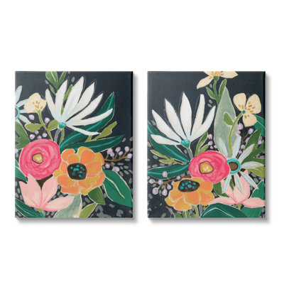 " Abstract Tropical Florals Whimsical Flower Petals " by June Erica Vess 2 - Pieces