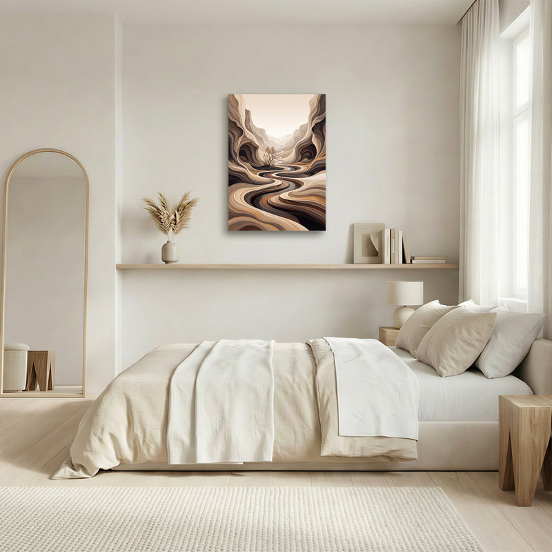 Abstrait, art abstrait sur toile canevas avec couches de terre, H 36 po x l 24 po