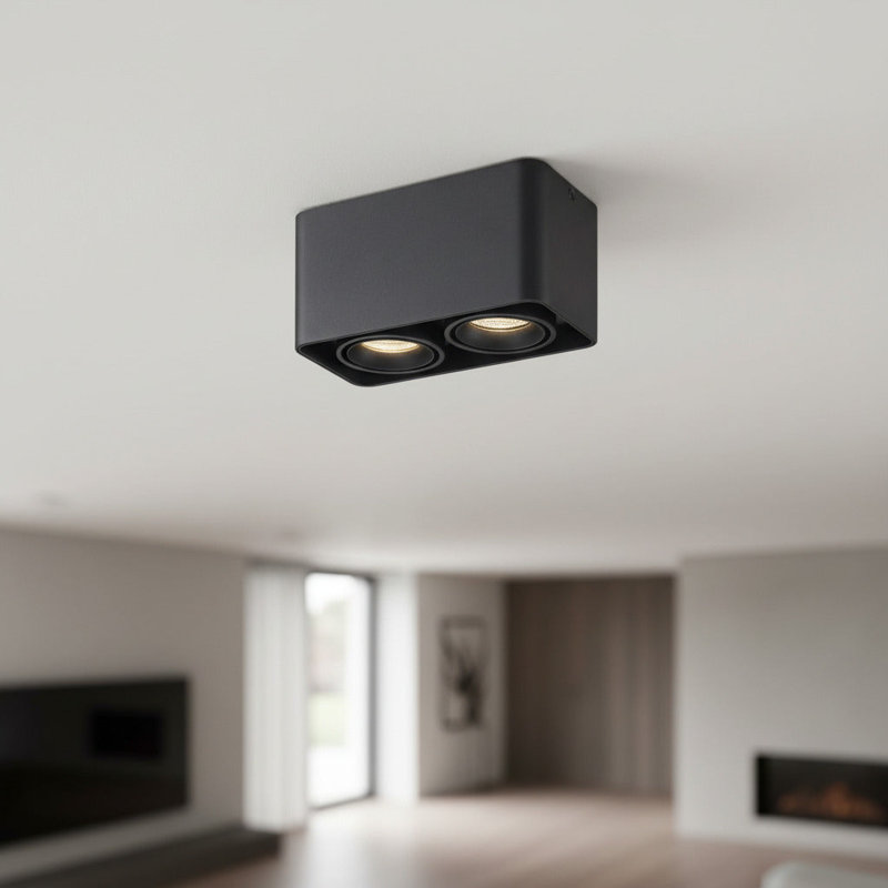 UltraBeam Modern Surface Mount Ceiling Downlight, 10cm H x 19.5cm W x 10cm D, Black