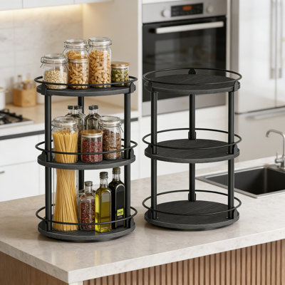 Ensemble de 3 tablettes rotatives à 360 degrés pour armoires de cuisine et comptoir, rangement compact à plusieurs niveaux avec clôtures