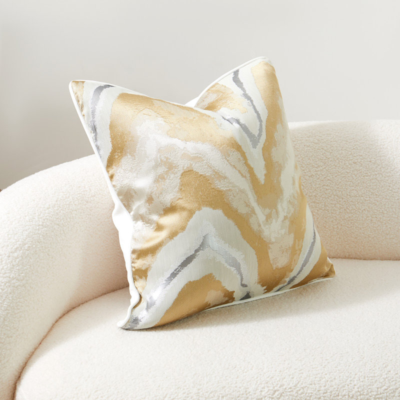 Housse de coussin réversible Abstract, Abstrait or et blanc, H 18 po x l 18 po