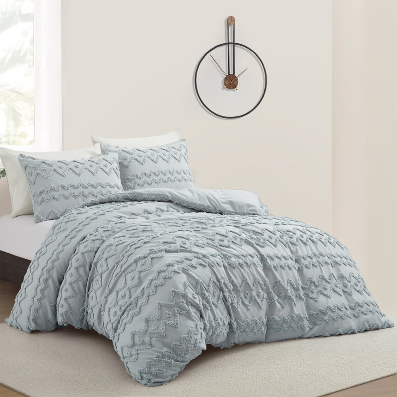 Standard Duvet Cover, Queen Duvet Cover+2 Standard Pillow Cases, Light Gray