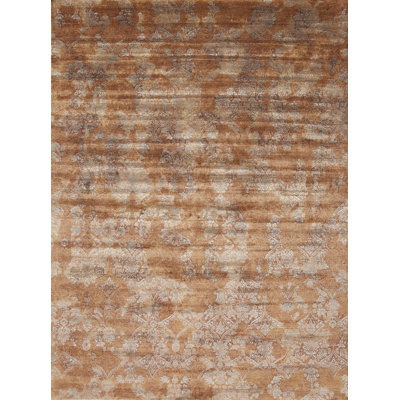 Paradise Damask Area Rug in Orange