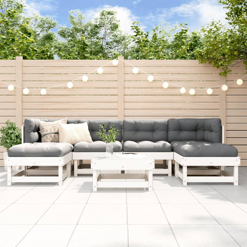  Ensemble de salon de jardin modulaire en bois de pin massif blanc moyen