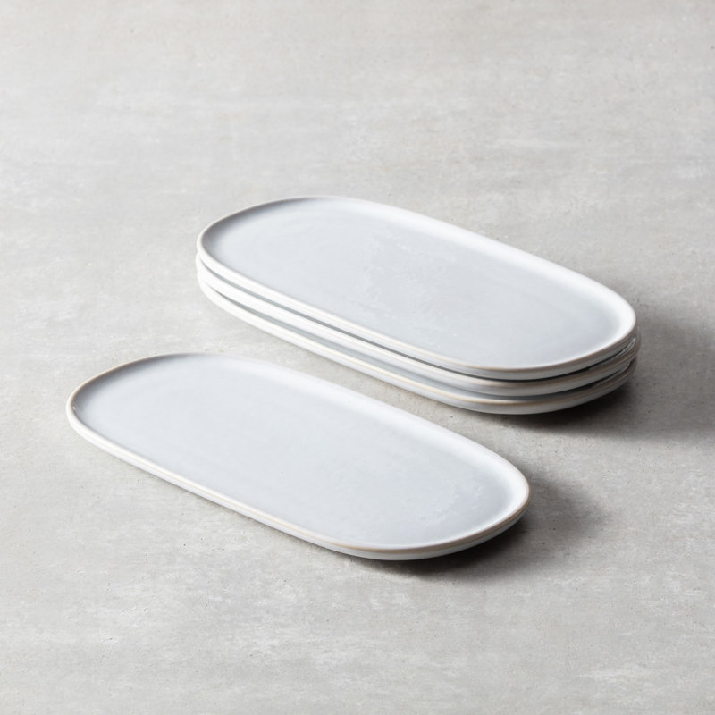 Fortessa Nivo Stoneware, 11.8"  Low Serve Bowl (Set of 1), Moon, Moon, 0.59" H x 11.8" L x 6" W