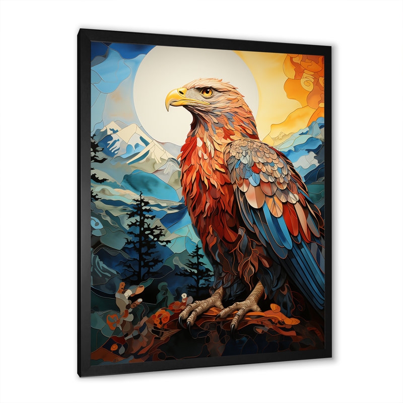 «Native Eagle Spirit of Thunderbird» sur toile, Cadre simple noir, H 20 po x l 12 po x P 1 po