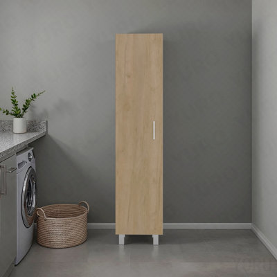 Natural Oak Storage Cabinet With Fixed Shelf