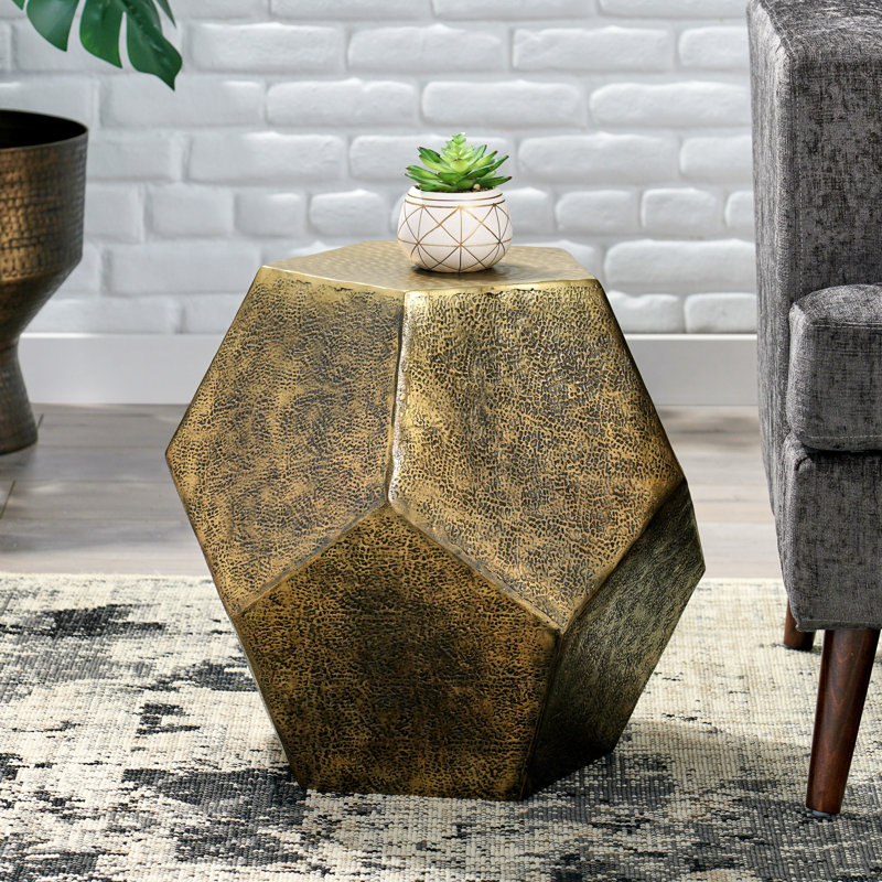 Table d'appoint Graceful Textured - Pentagonal et aluminium