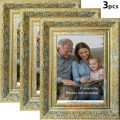 Antique Gold 3 PCS 8" x 10" Wall Mounted Picture Frame with Portrait or Landscape Orientation