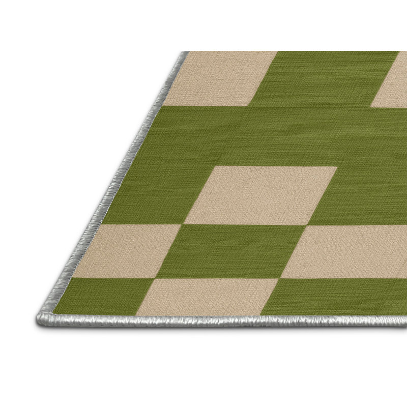 Tapis beige à carreaux lavable à la machine, Tapis de couloir 2 pi x 4 pi