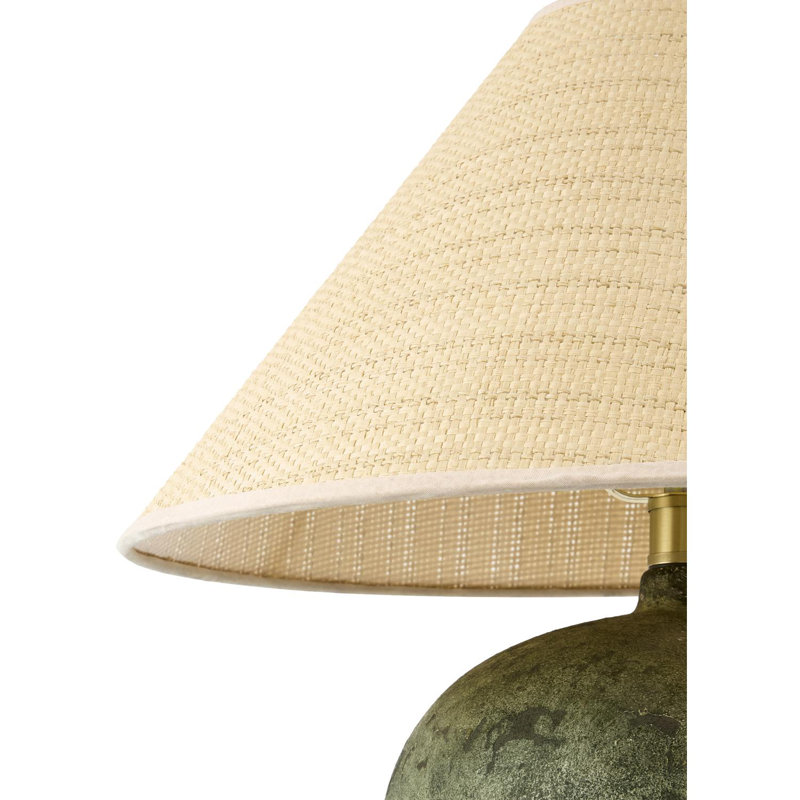 Lampe de table Danica, Vert, Rotin empire