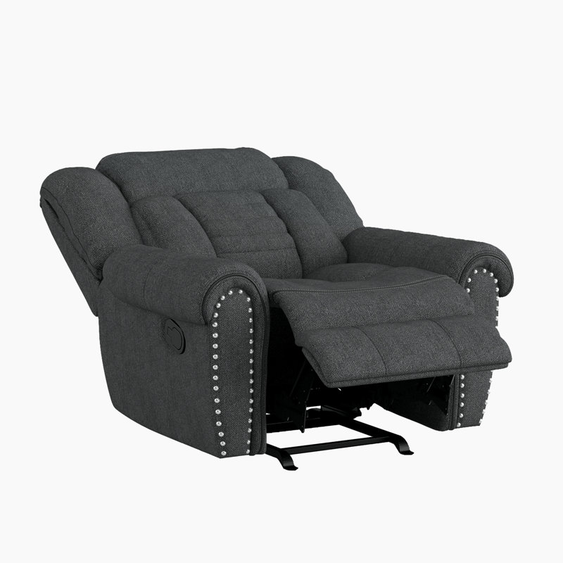 Eany 42" Transitional Glider Chenille Reclining Chair with Gentle Gliding Motion & Nailhead Trim