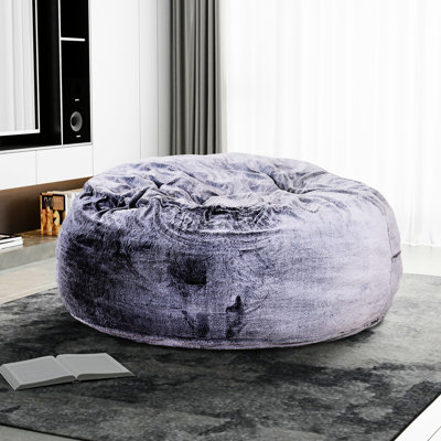 Mauve, fauteuil à billes rond de 5 pieds, mousse à mémoire de forme, revêtement doux, sans accoudoirs, siège confortable moderne, sac, rembourrage en mousse, conception sans dossier