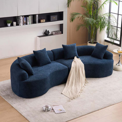 Canapé incurvé modulaire en tissu chenille, canapé éponge à compression complète, aucun assemblage requis