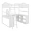 Lit mezzanine en bois avec bureau en U, compartiments de rangement et miroir à trois volets-1036214595