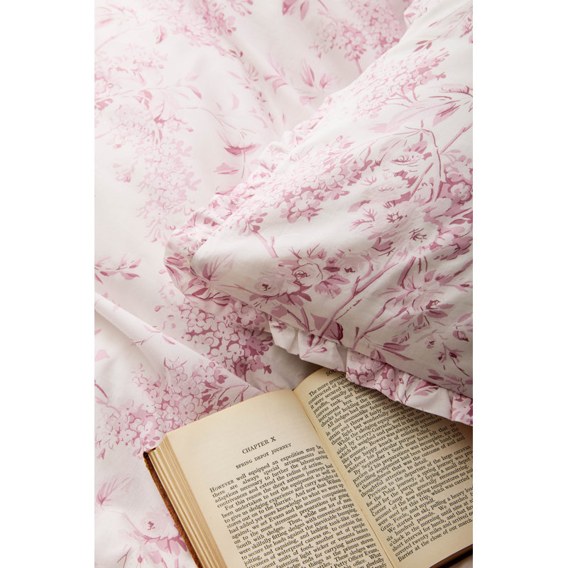 Floral Duvet Cover Set, Super King Duvet Cover Set + 2 Pillowcases, Pink Floral